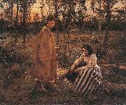 Bela Ivanyi-Grunwald Shepherd and Peasant Woman oil painting artist
